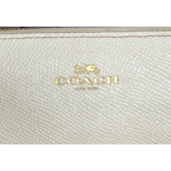 Coach Pebbled Leather Zipper Wristlet Wallet F58032 Clutch Cream - Picture 4 of 7